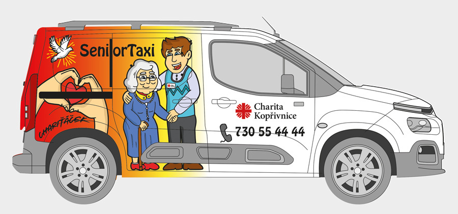 Boční pohled SeniorTaxi Chariťáček