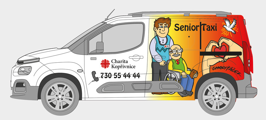 Boční pohled SeniorTaxi Chariťáček